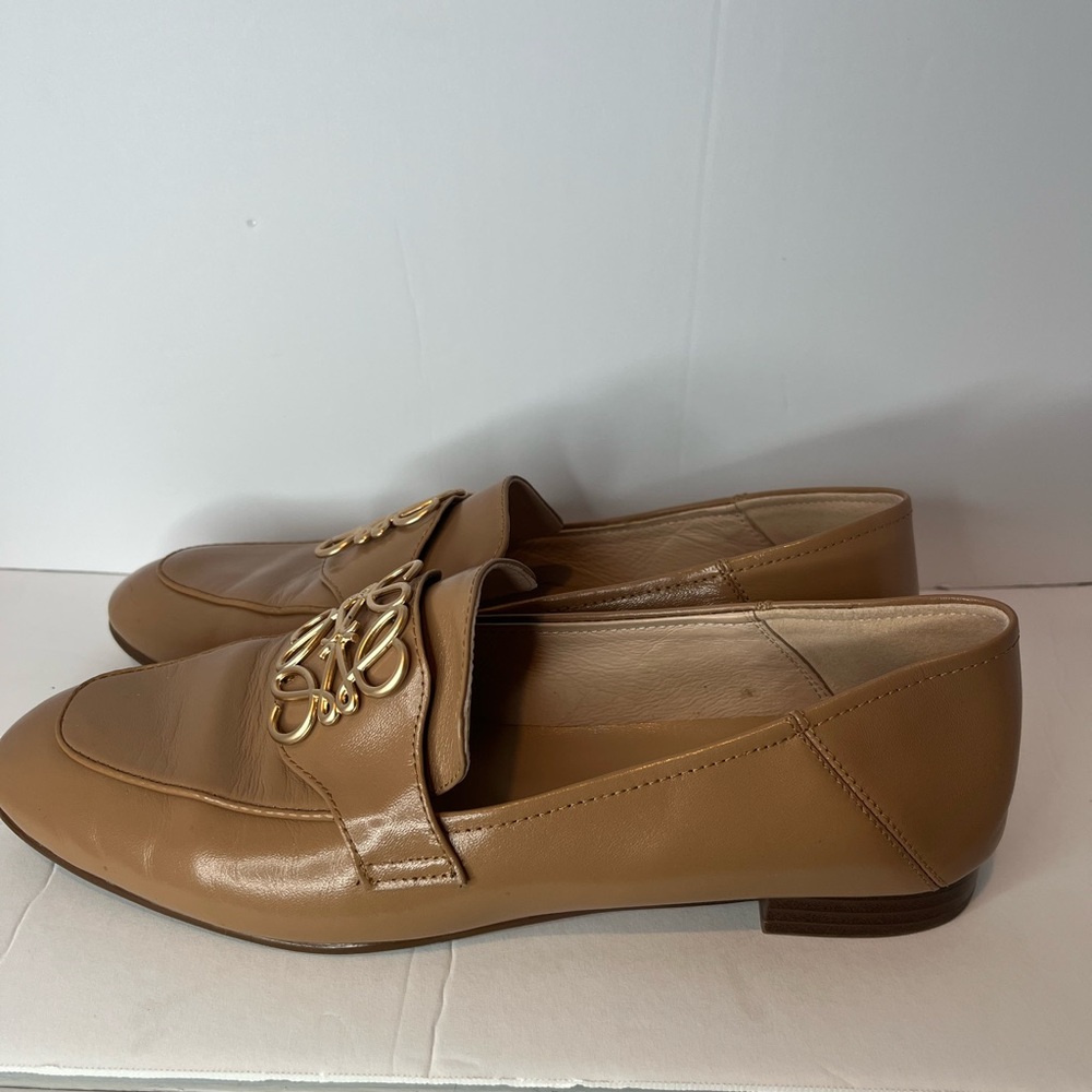 Tan Loafers with Gold Accent